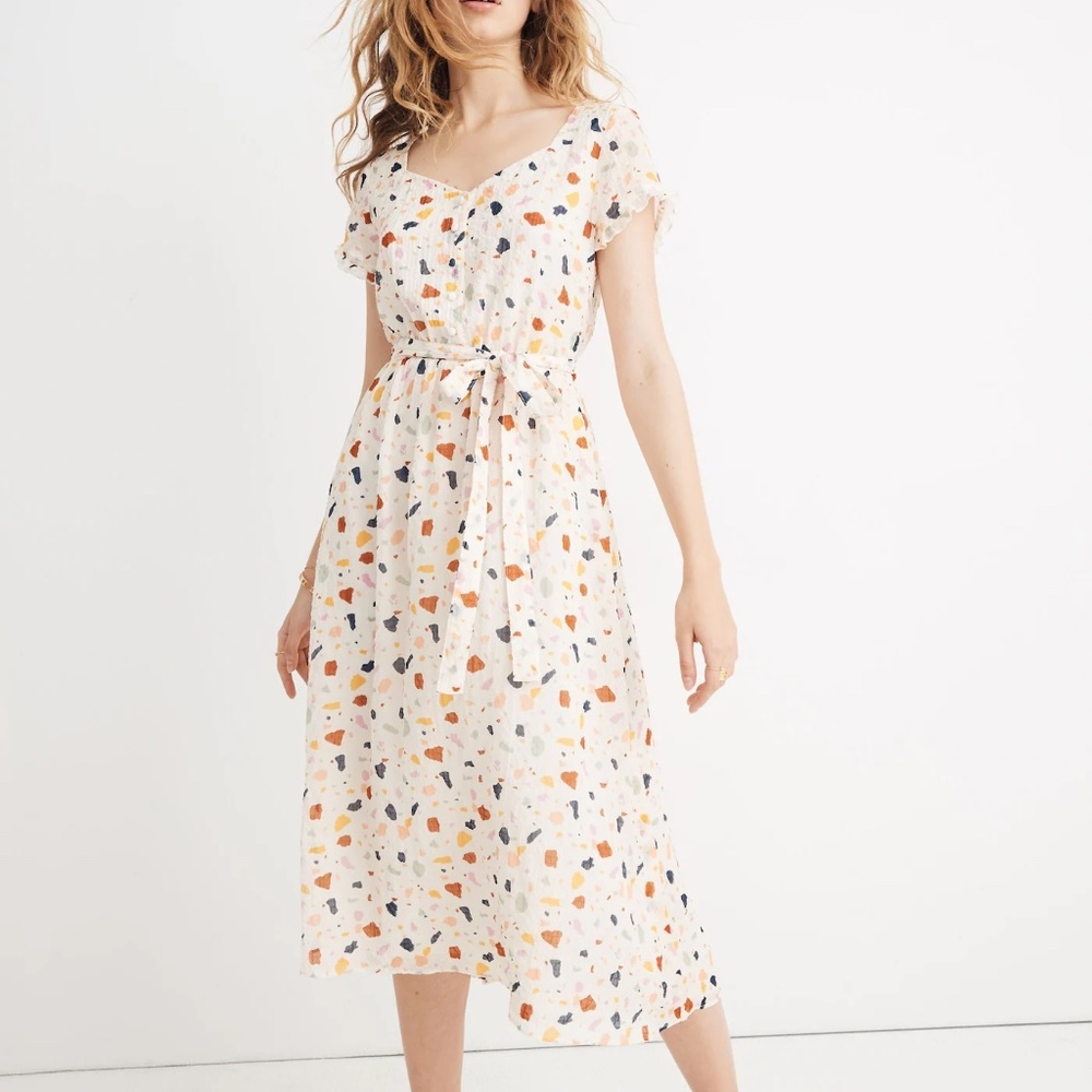Madewell Terrazzo tie waist dress